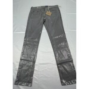 AG Adriano Goldschmied Shimmer Jeans Size 27 Gray The Leggings Super Skinny